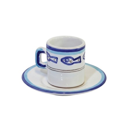 Tazzina caffè cilindrica con Piattino Corfù Ceramiche De Simone Tazzina caffè cilindrica con Piattino Corfù Ceramiche De Simone